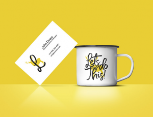 [04]文艺范搪瓷咖啡杯名片Mockup