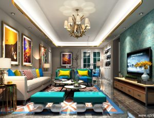 174-客厅模型/客餐厅/会客厅/起居室/3D模型