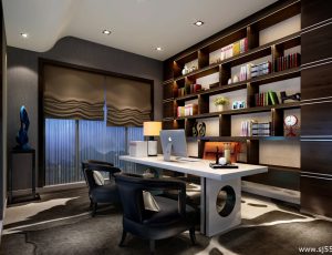 50-书房模型/读书房效果图/3D模型/无水印模型/书房3D模型