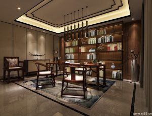 41-书房模型/读书房效果图/3D模型/无水印模型/书房3D模型