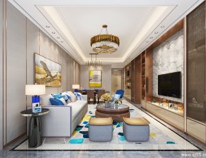 34-客厅模型/客餐厅/会客厅/起居室/3D模型