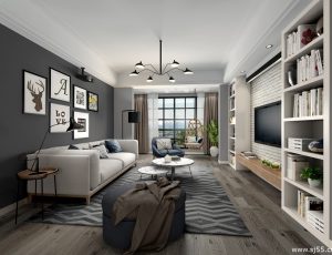 523-客厅模型/客餐厅/会客厅/起居室/3D模型