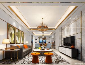 12-客厅模型/客餐厅/会客厅/起居室/3D模型