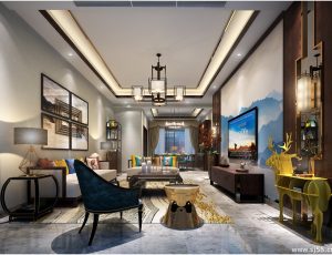 350-客厅模型/客餐厅/会客厅/起居室/3D模型