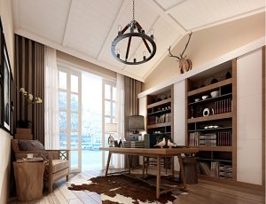 22-书房模型/读书房效果图/3D模型/无水印模型/书房3D模型