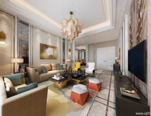 402-客厅模型/客餐厅/会客厅/起居室/3D模型