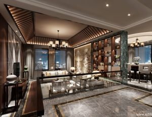 593-客厅模型/客餐厅/会客厅/起居室/3D模型