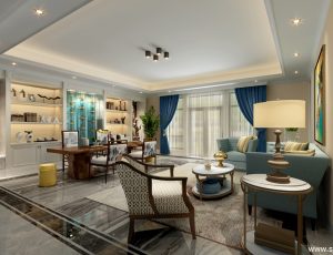 95-书房模型/读书房效果图/3D模型/无水印模型/书房3D模型