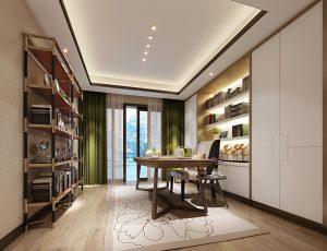 89-书房模型/读书房效果图/3D模型/无水印模型/书房3D模型