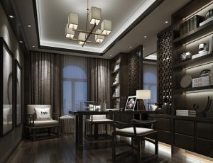 23-书房模型/读书房效果图/3D模型/无水印模型/书房3D模型