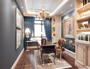 36-书房模型/读书房效果图/3D模型/无水印模型/书房3D模型