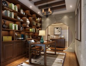 20-书房模型/读书房效果图/3D模型/无水印模型/书房3D模型