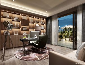 43-书房模型/读书房效果图/3D模型/无水印模型/书房3D模型