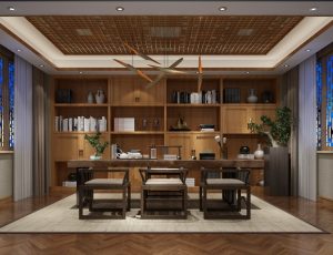 83-书房模型/读书房效果图/3D模型/无水印模型/书房3D模型