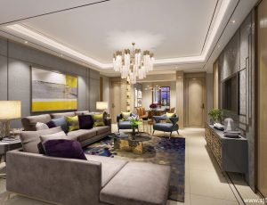 395-客厅模型/客餐厅/会客厅/起居室/3D模型