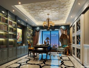 54-书房模型/读书房效果图/3D模型/无水印模型/书房3D模型