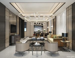 457-客厅模型/客餐厅/会客厅/起居室/3D模型