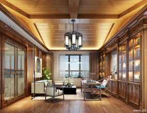 30-书房模型/读书房效果图/3D模型/无水印模型/书房3D模型