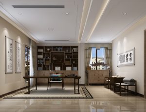 105-书房模型/读书房效果图/3D模型/无水印模型/书房3D模型