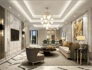 374-客厅模型/客餐厅/会客厅/起居室/3D模型