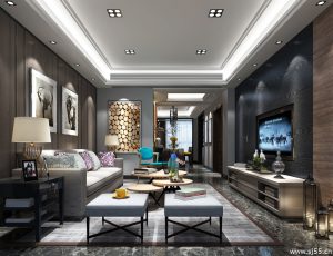 483-客厅模型/客餐厅/会客厅/起居室/3D模型