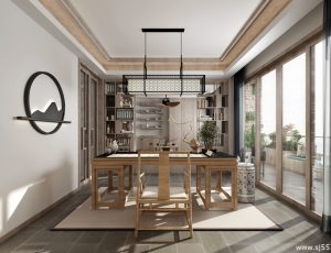 85-书房模型/读书房效果图/3D模型/无水印模型/书房3D模型