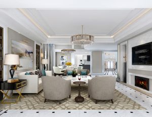 460-客厅模型/客餐厅/会客厅/起居室/3D模型