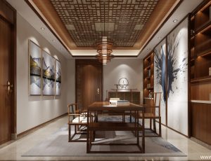 47-书房模型/读书房效果图/3D模型/无水印模型/书房3D模型