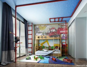 01-儿童房模型/儿童房效果图/3D模型/无水印模型/小孩房3D模型