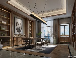 01-书房模型/读书房效果图/3D模型/无水印模型/书房3D模型