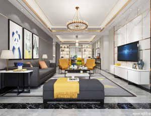 494-客厅模型/客餐厅/会客厅/起居室/3D模型