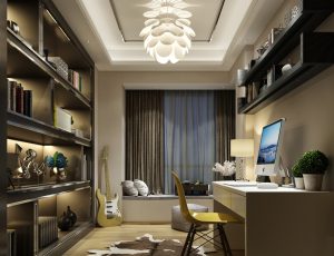 80-书房模型/读书房效果图/3D模型/无水印模型/书房3D模型