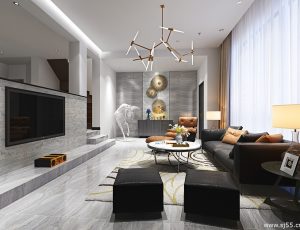 490-客厅模型/客餐厅/会客厅/起居室/3D模型