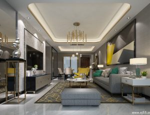 464-客厅模型/客餐厅/会客厅/起居室/3D模型