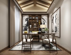 65-书房模型/读书房效果图/3D模型/无水印模型/书房3D模型