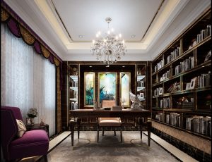 33-书房模型/读书房效果图/3D模型/无水印模型/书房3D模型