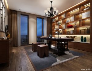 70-书房模型/读书房效果图/3D模型/无水印模型/书房3D模型