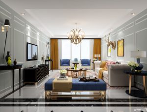 44-客厅模型/客餐厅/会客厅/起居室/3D模型