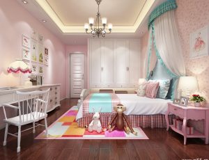 32-儿童房模型/儿童房效果图/3D模型/无水印模型/小孩房3D模型