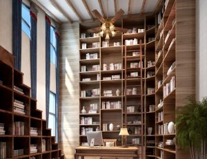 14-书房模型/读书房效果图/3D模型/无水印模型/书房3D模型