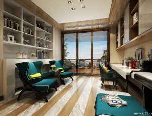 69-书房模型/读书房效果图/3D模型/无水印模型/书房3D模型