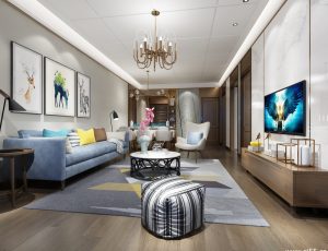 400-客厅模型/客餐厅/会客厅/起居室/3D模型