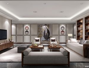 585-客厅模型/客餐厅/会客厅/起居室/3D模型