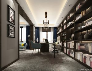 102-书房模型/读书房效果图/3D模型/无水印模型/书房3D模型