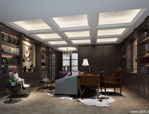 35-书房模型/读书房效果图/3D模型/无水印模型/书房3D模型