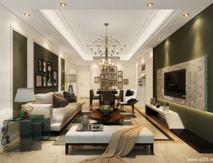 136-客厅模型/客餐厅/会客厅/起居室/3D模型