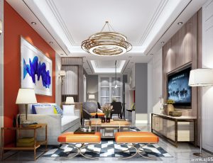 382-客厅模型/客餐厅/会客厅/起居室/3D模型