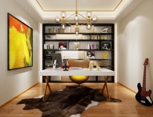 61-书房模型/读书房效果图/3D模型/无水印模型/书房3D模型