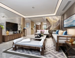 595-客厅模型/客餐厅/会客厅/起居室/3D模型