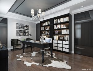 18-书房模型/读书房效果图/3D模型/无水印模型/书房3D模型